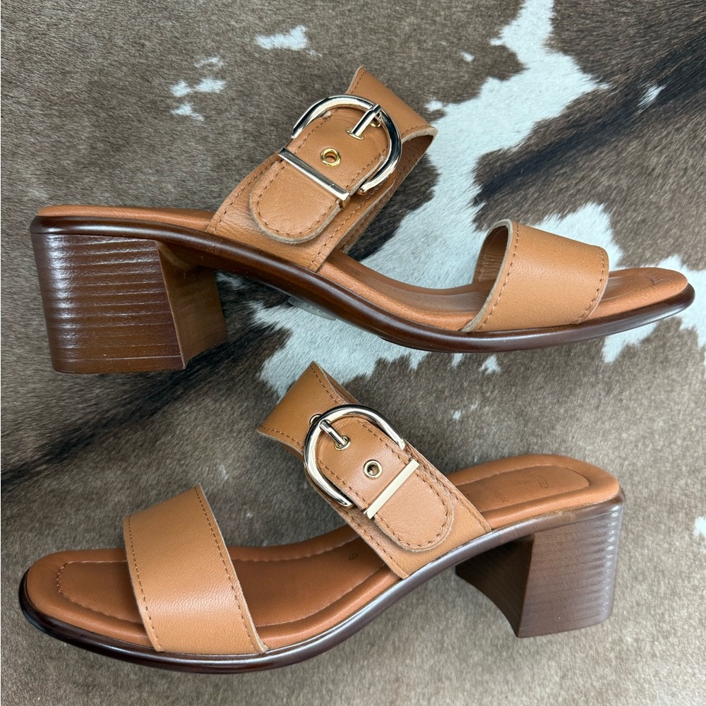 Italian Shoemakers Tan Leather Heeled Sandals